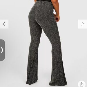 METALLIC FOIL JERSEY FLARED TROUSERS